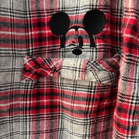Disney Luxe Collection Plaid Flannel Pajama Nightgown Sleep Shirt Mickey - Picture 2 of 9